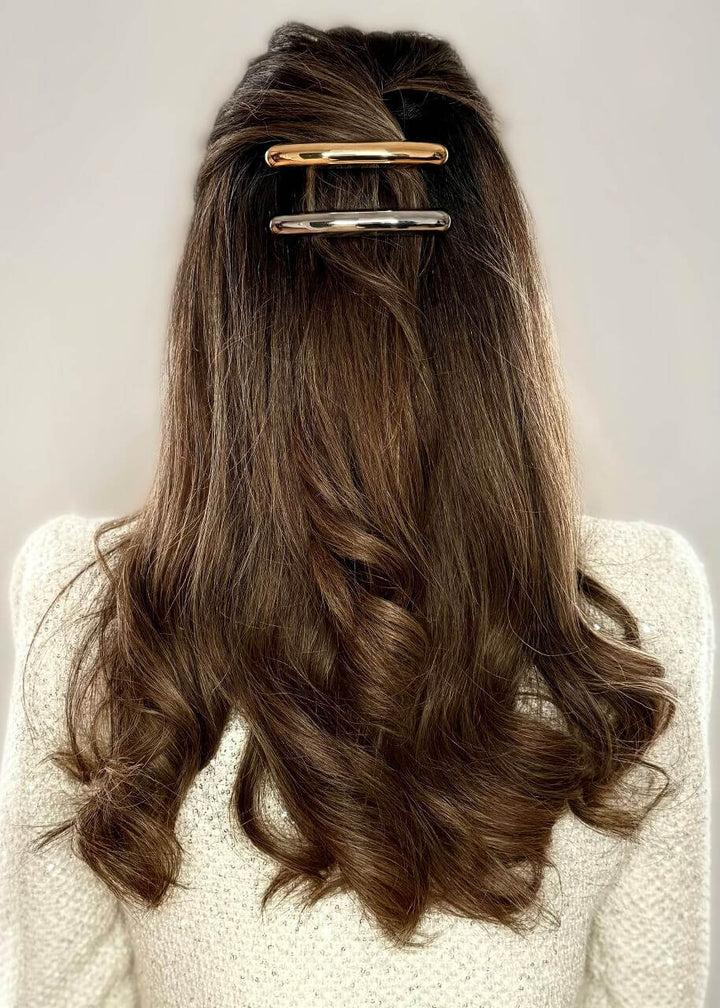 Classic hair barrette clip in 18K gold plate, hypoallergenic and waterproof, Luvertta