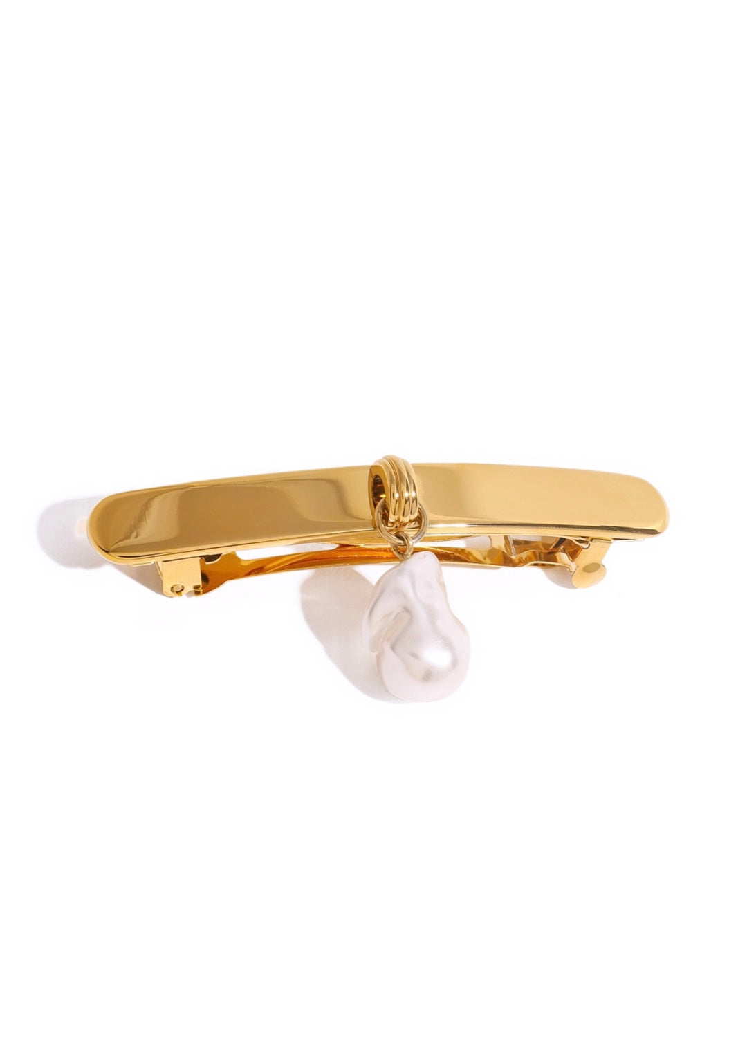 Pearl-set hair barrette clip in 18K gold plate, hypoallergenic and waterproof, Luvertta