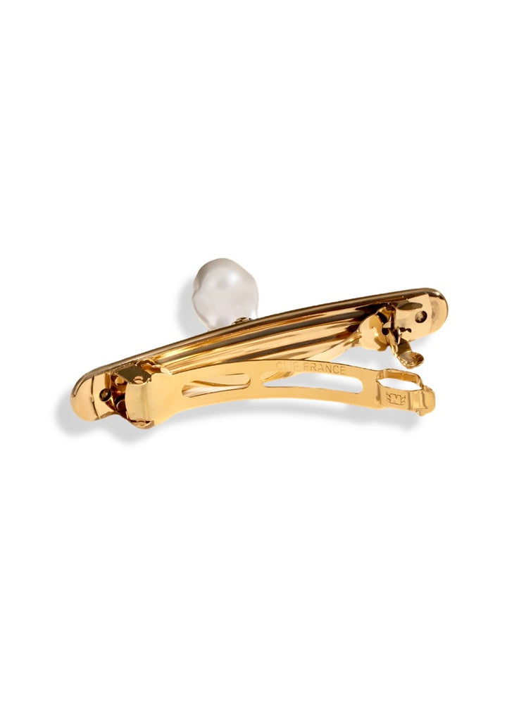 Pearl-set hair barrette clip in 18K gold plate, hypoallergenic and waterproof, Luvertta
