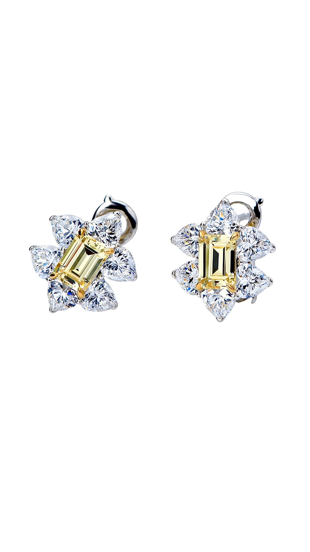 Sabrina yellow stud earrings, hand-finished and hypoallergenic, Luvertta