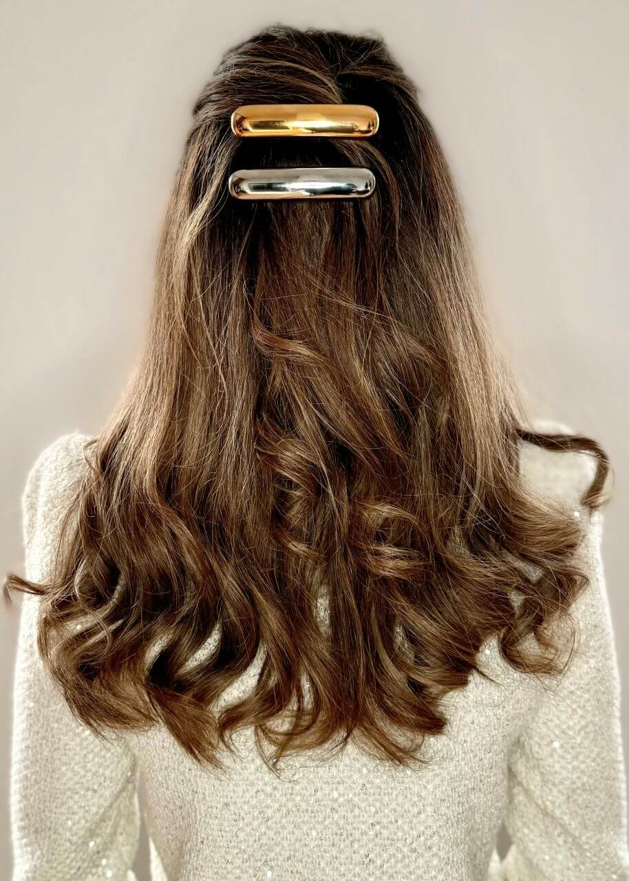Chunky hair barrette clip in 18K gold plate, hypoallergenic and waterproof, Luvertta