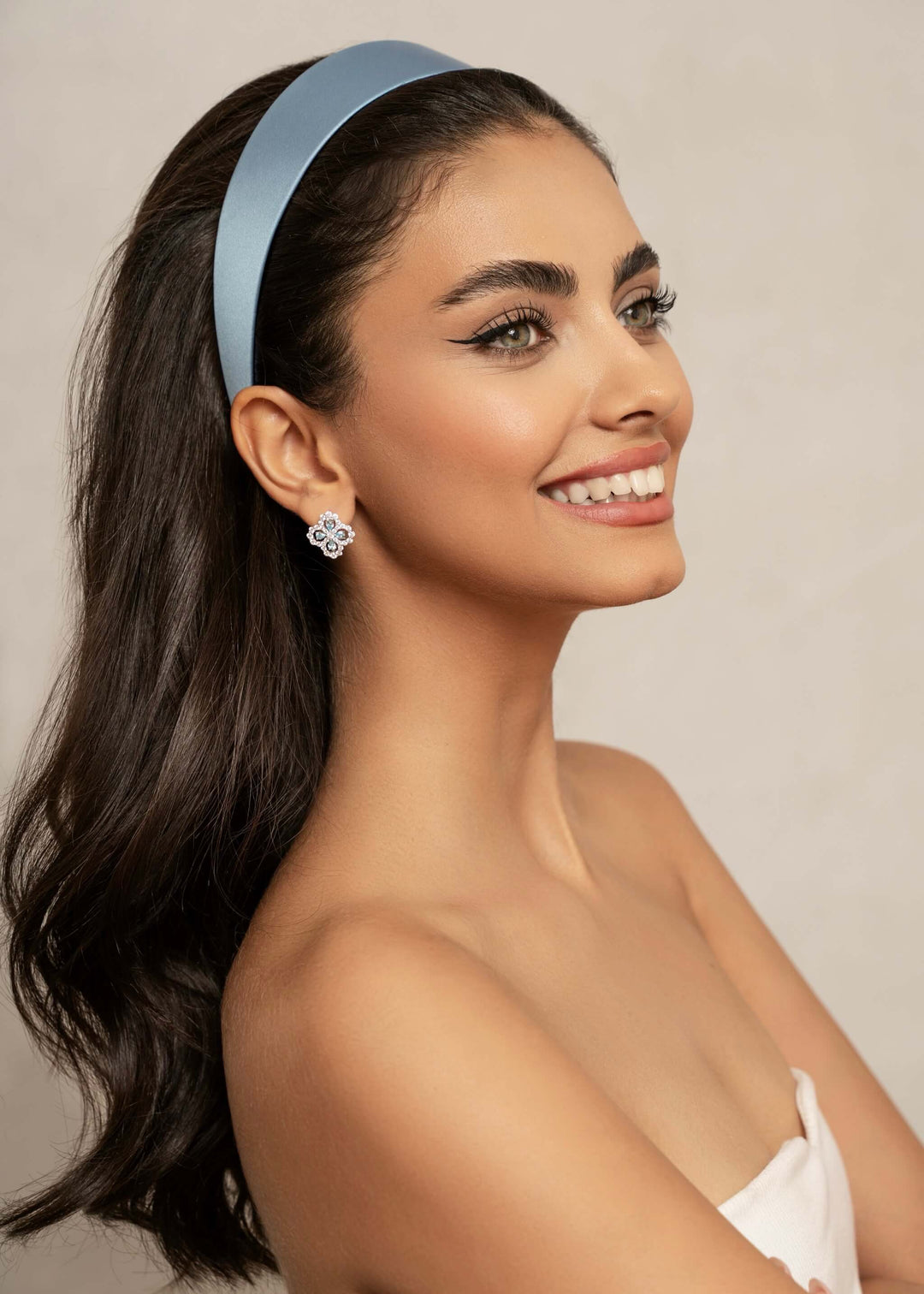 Emma slim satin headband, minimalist everyday style, Luvertta