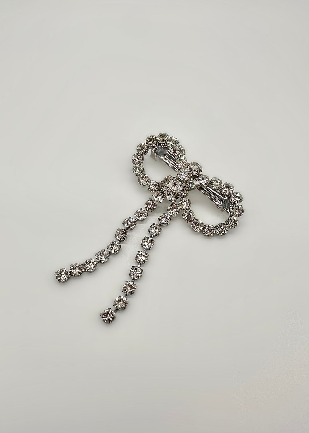 Crystal-set bow barrette, hand-placed crystals, Luvertta