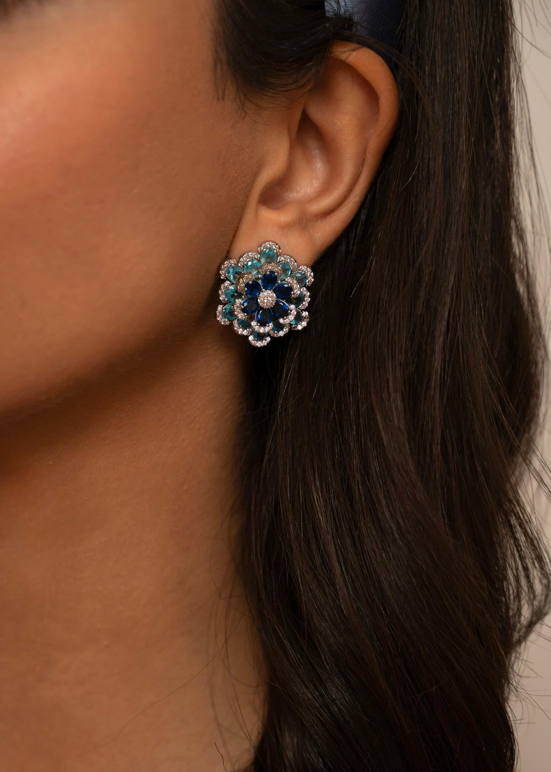 Camilla green stud earrings, hand-finished and hypoallergenic, Luvertta
