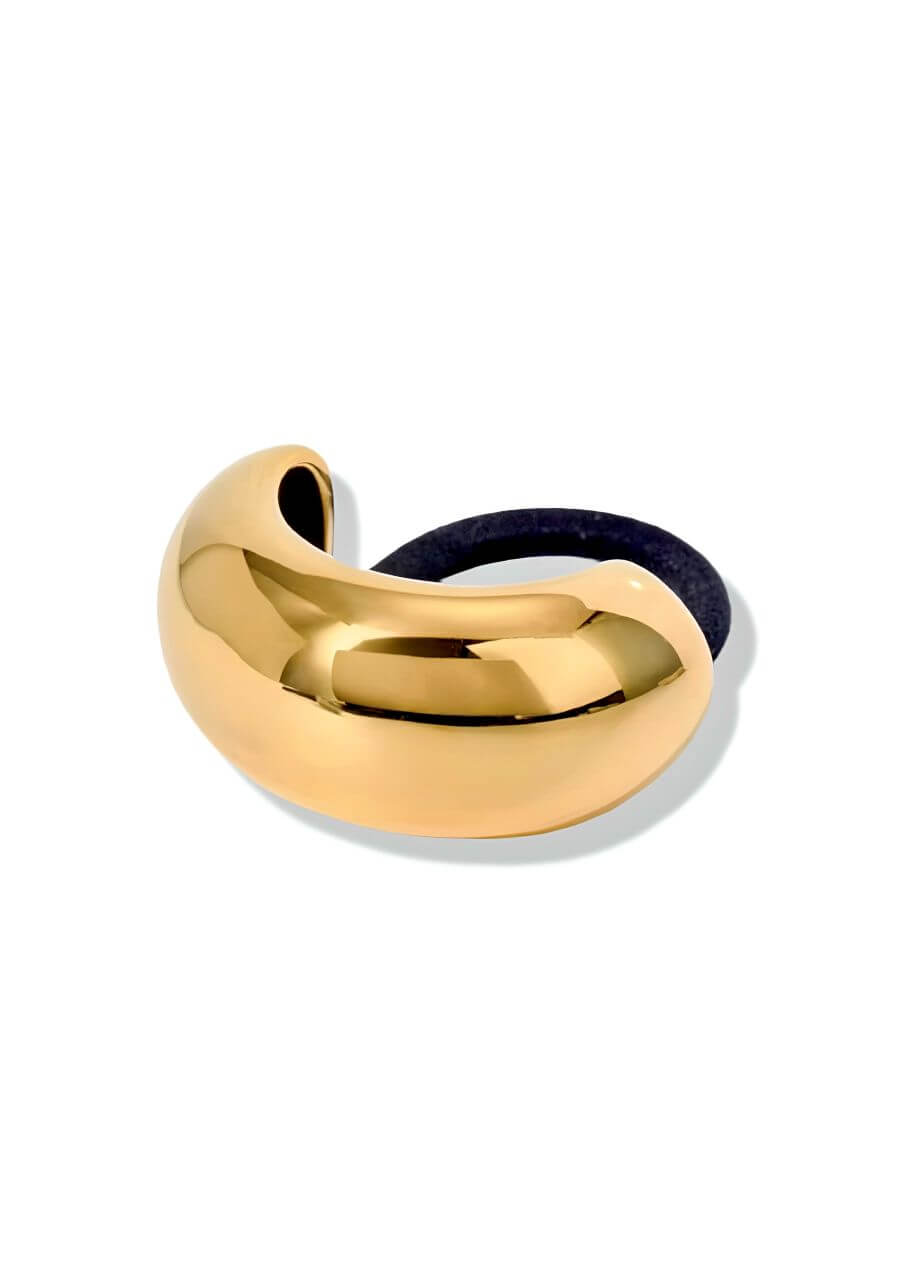 Small chunky 18K gold-plated hair tie cuff, hypoallergenic and waterproof, Luvertta