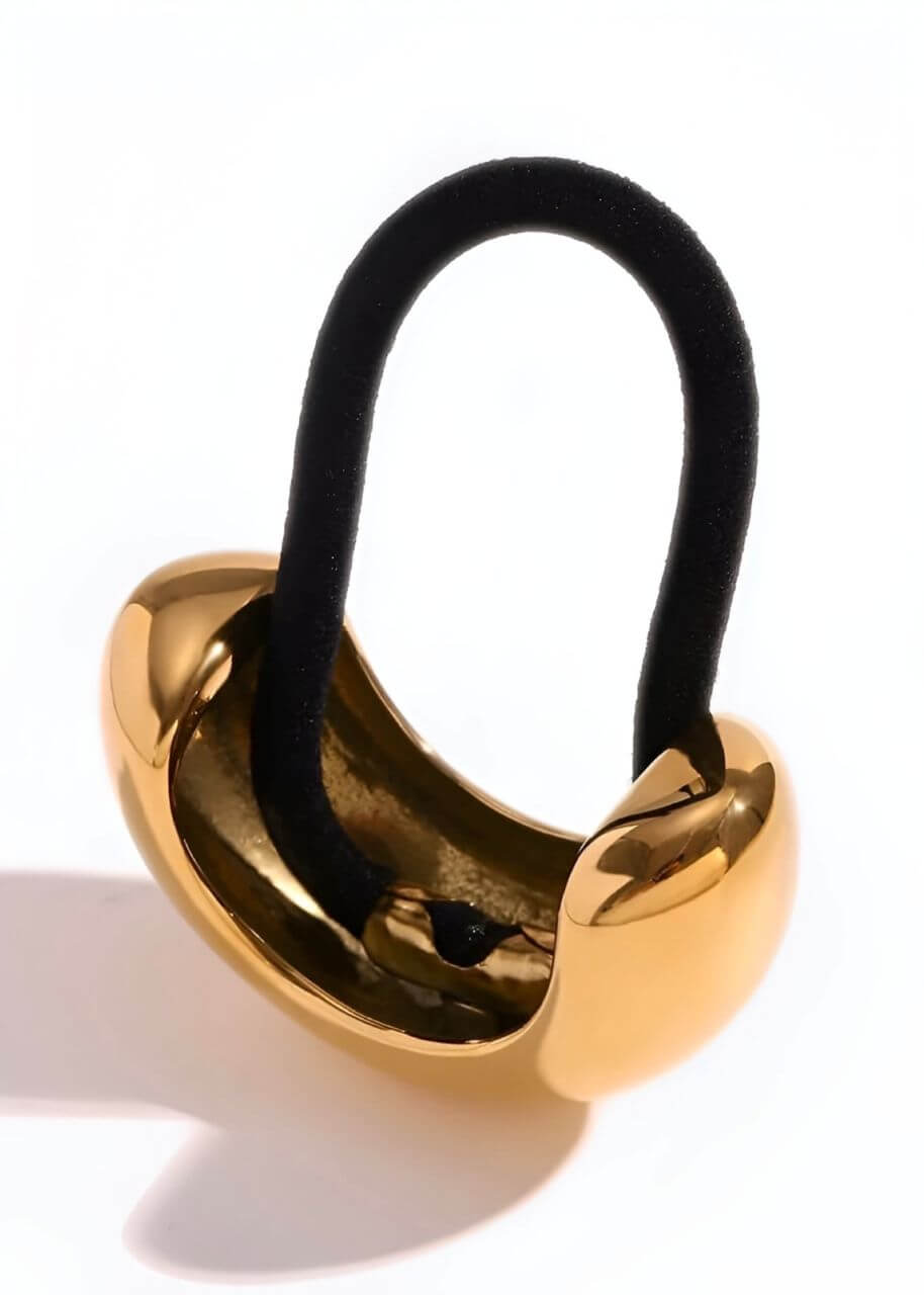 Small chunky 18K gold-plated hair tie cuff, hypoallergenic and waterproof, Luvertta