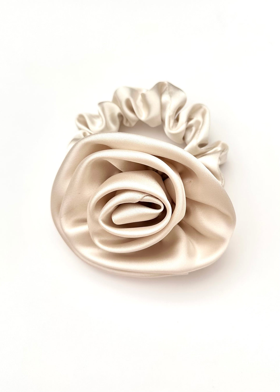 Baby blue rose-shaped satin scrunchie, Luvertta