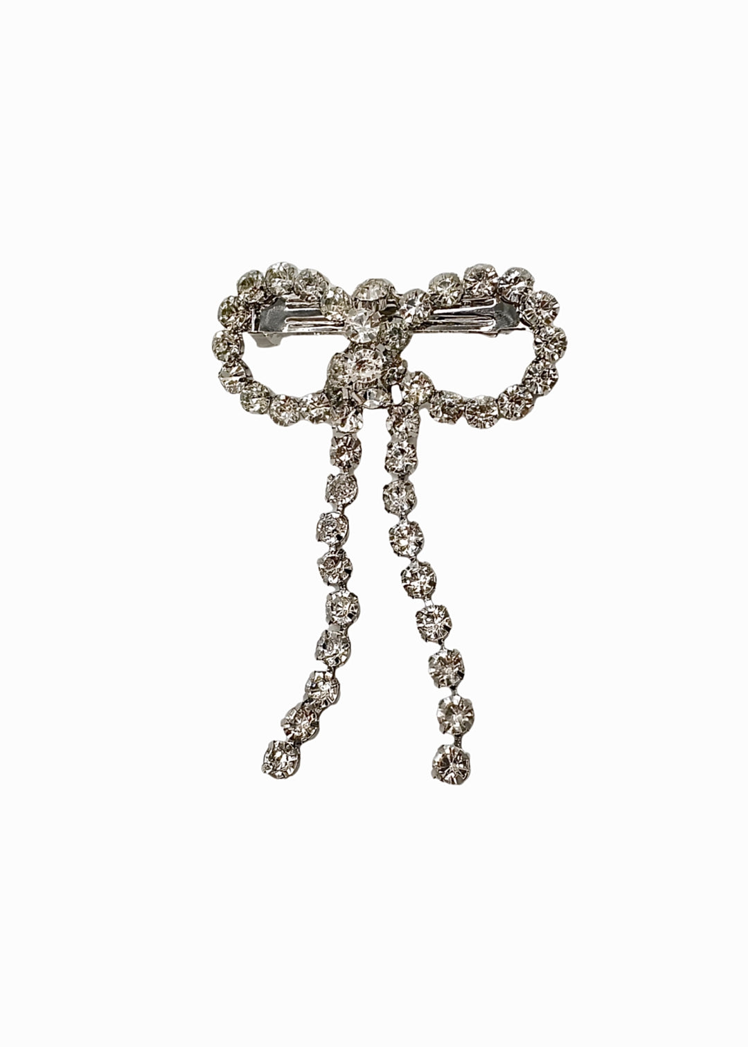 Crystal-set bow barrette, hand-placed crystals, Luvertta