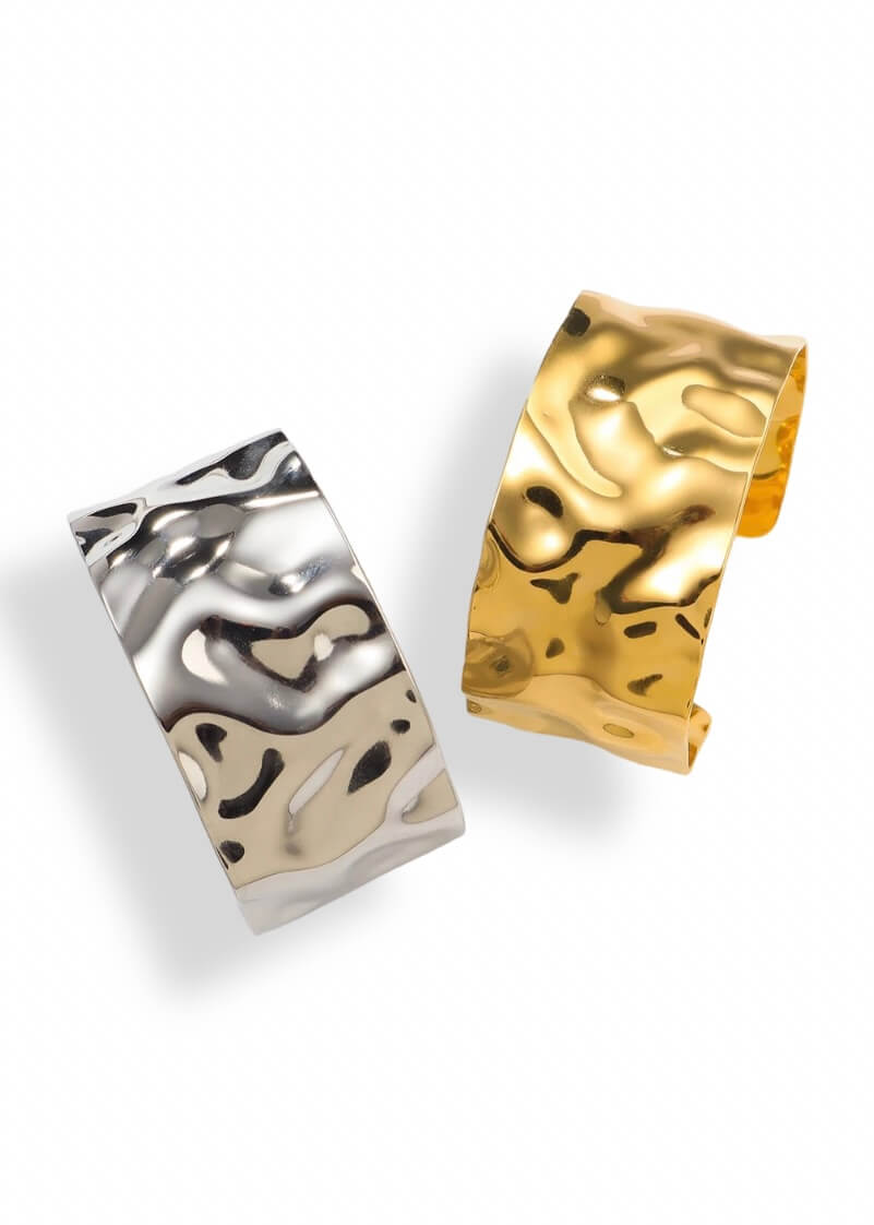 Gold hammered cuff bracelet, handmade, Luvertta