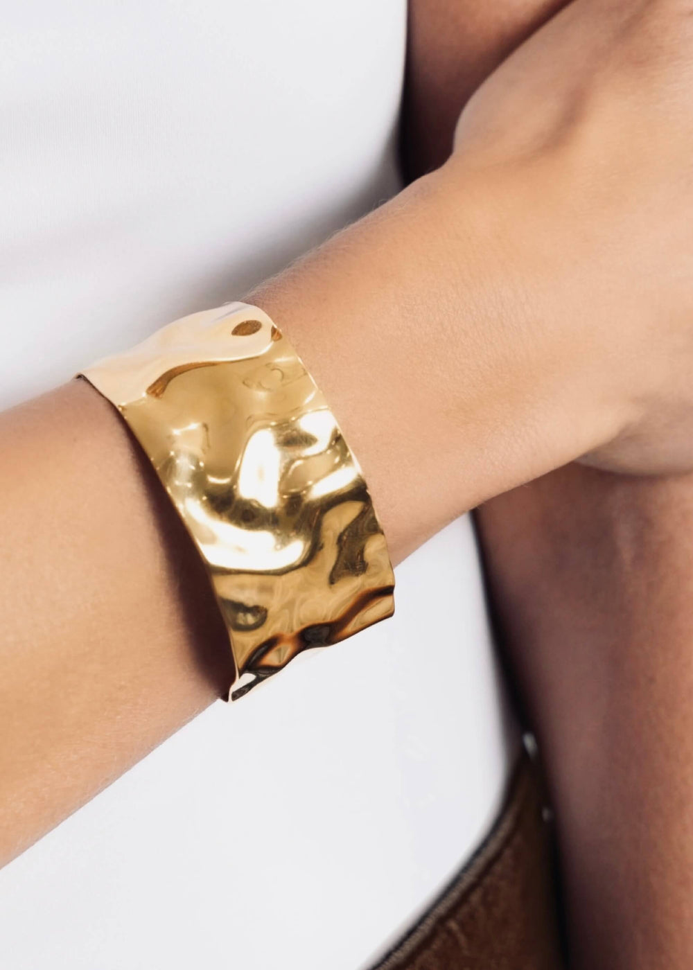 Gold hammered cuff bracelet, handmade, Luvertta