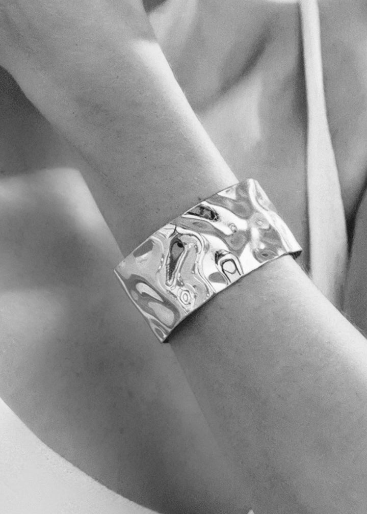 Gold hammered cuff bracelet, handmade, Luvertta