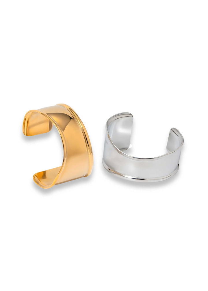 Gold irregular-shaped cuff bracelet, handmade, Luvertta