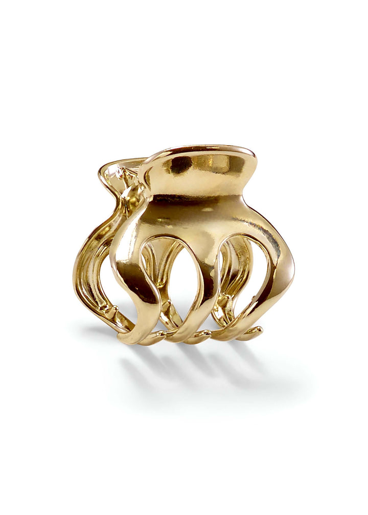 Classic hair claw in polished gold metal, Luvertta