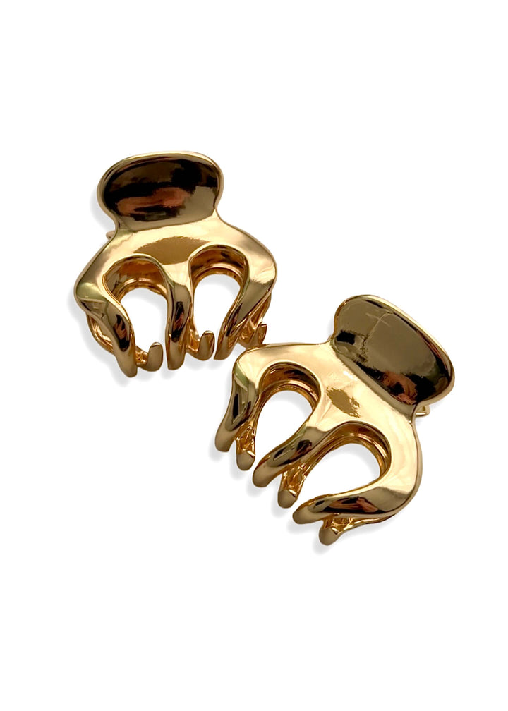 Classic hair claw in polished gold metal, Luvertta