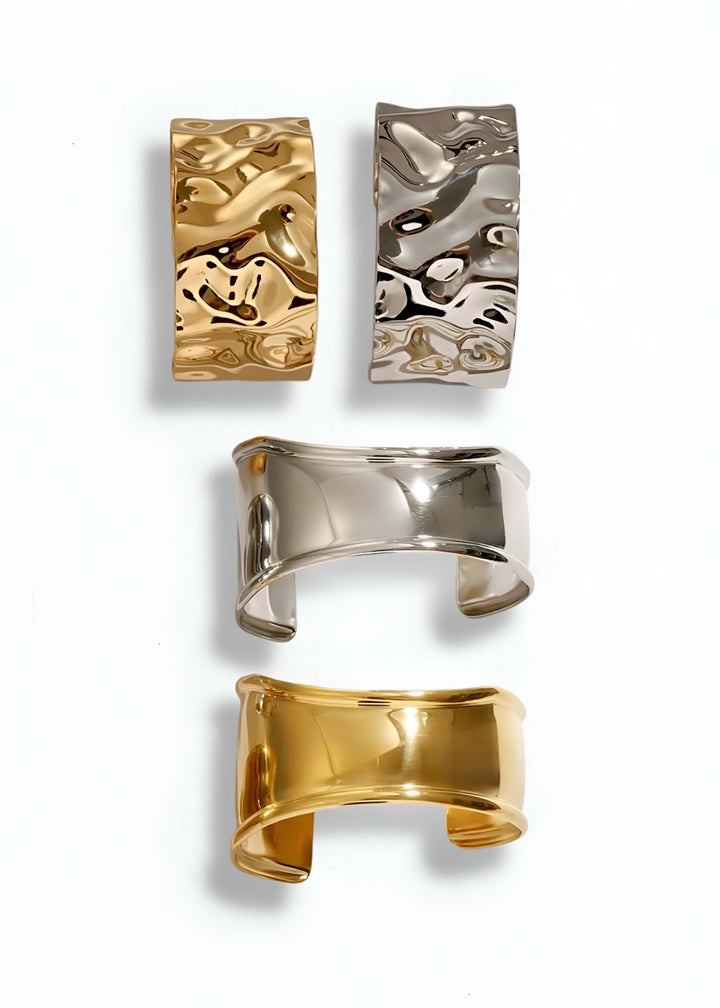 Gold hammered cuff bracelet, handmade, Luvertta