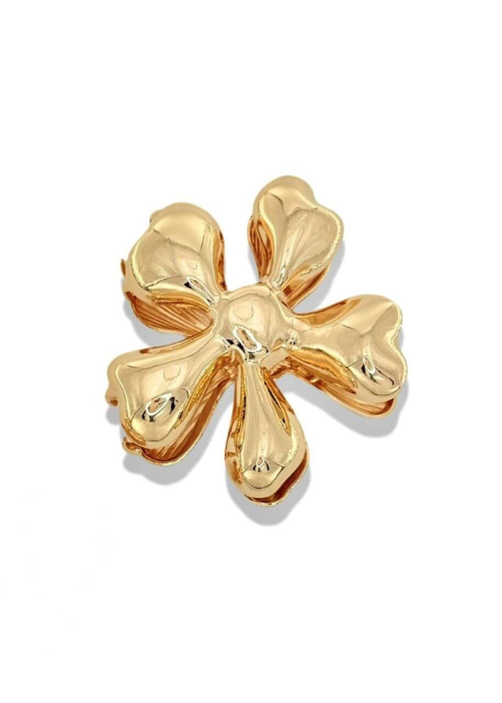 Flower-shaped hair claw in polished gold metal, Luvertta