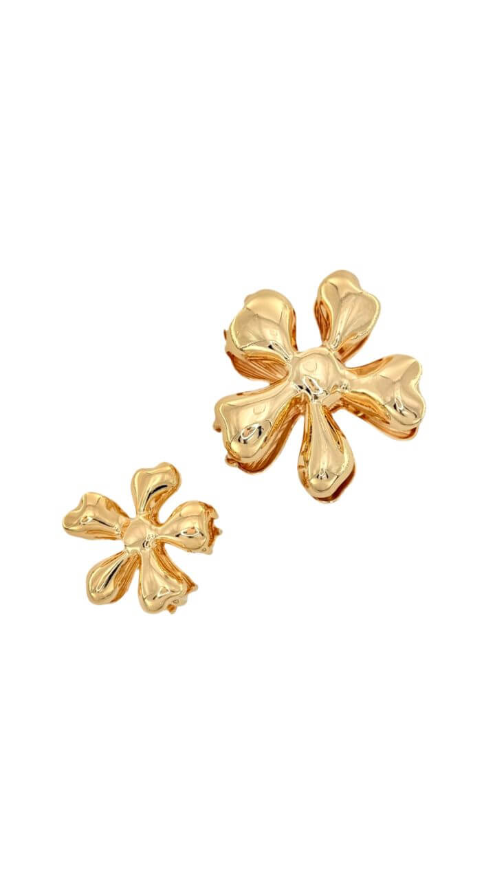 Flower-shaped hair claw in polished gold metal, Luvertta