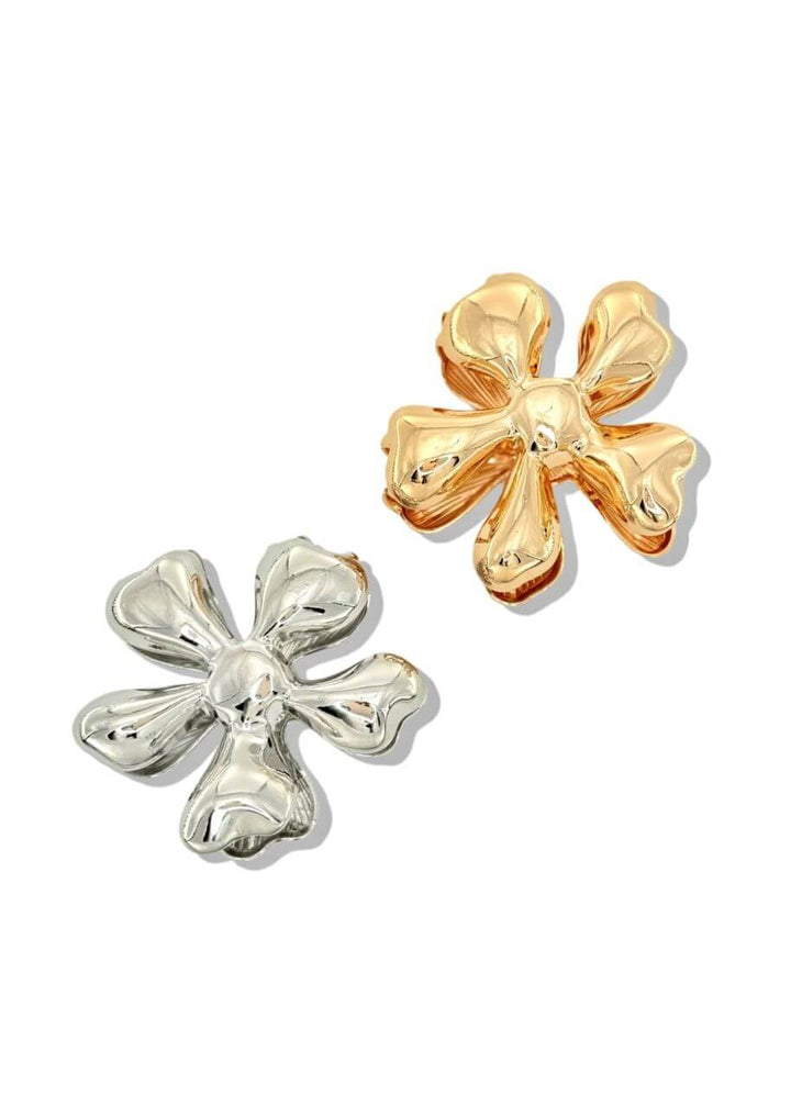 Flower-shaped hair claw in polished gold metal, Luvertta