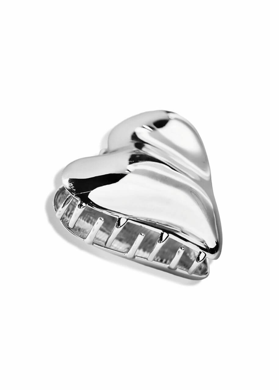 Heart-shaped hair claw in polished gold metal, Luvertta