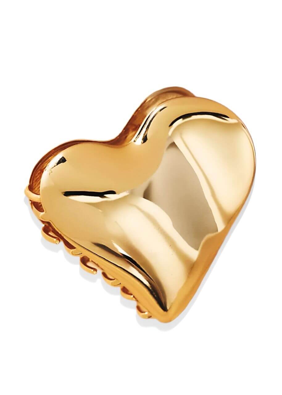 Heart-shaped hair claw in polished gold metal, Luvertta