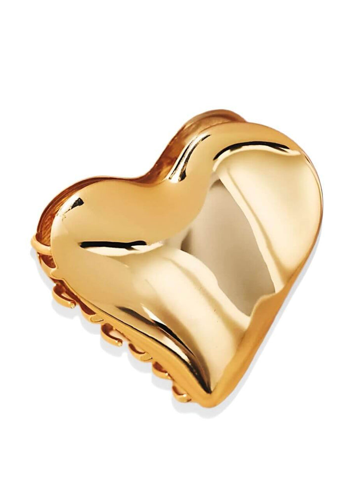 Heart-shaped hair claw in polished gold metal, Luvertta