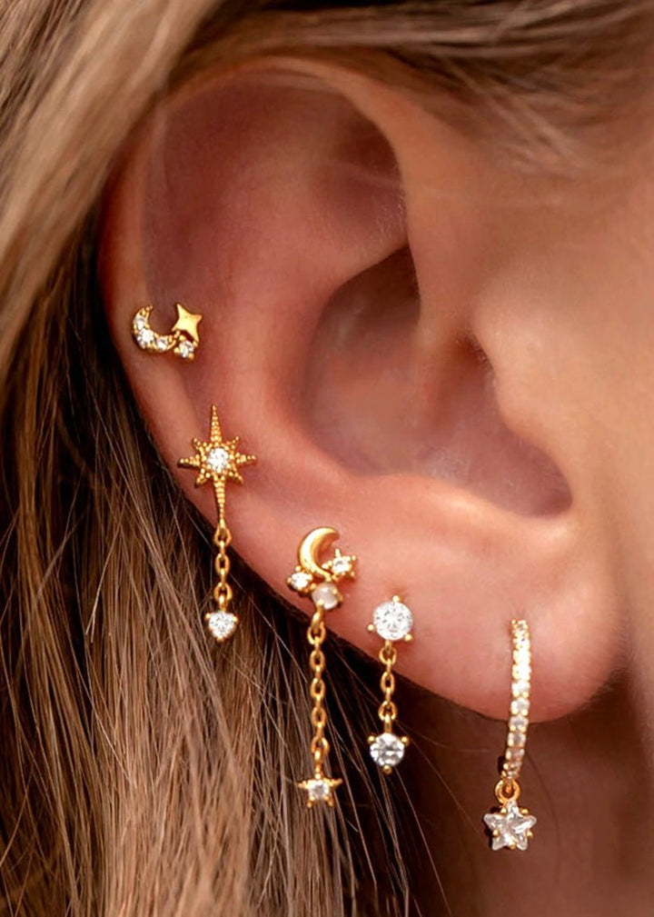14 Karat vergoldetes Ohrring-Set