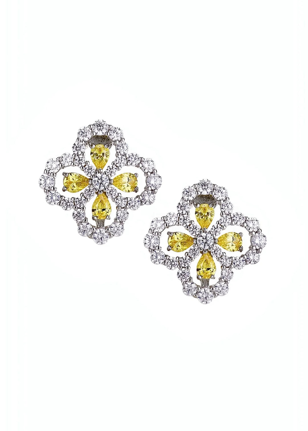 Dahlia floral earrings in yellow, hand-finished and hypoallergenic, Luvertta