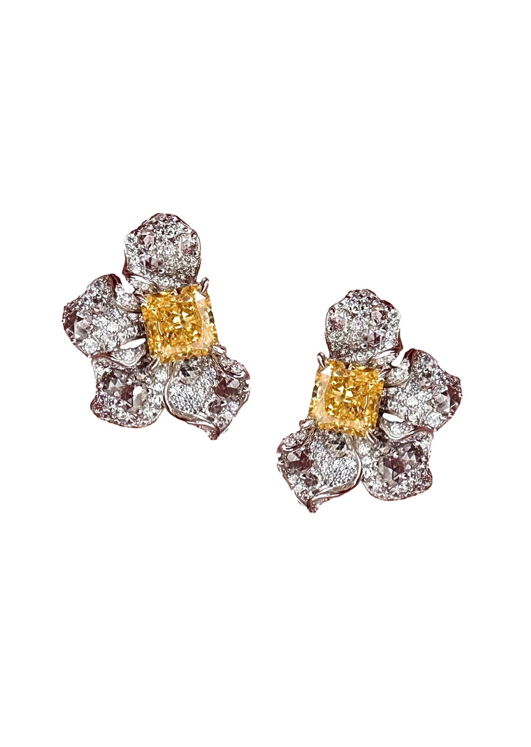 Azalea yellow stud earrings, hand-finished and hypoallergenic, Luvertta