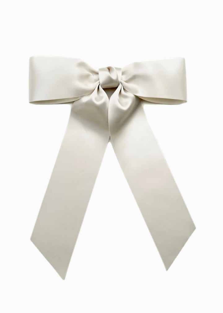 Charlotte hand-tied satin bow barrette in hot pink, Luvertta