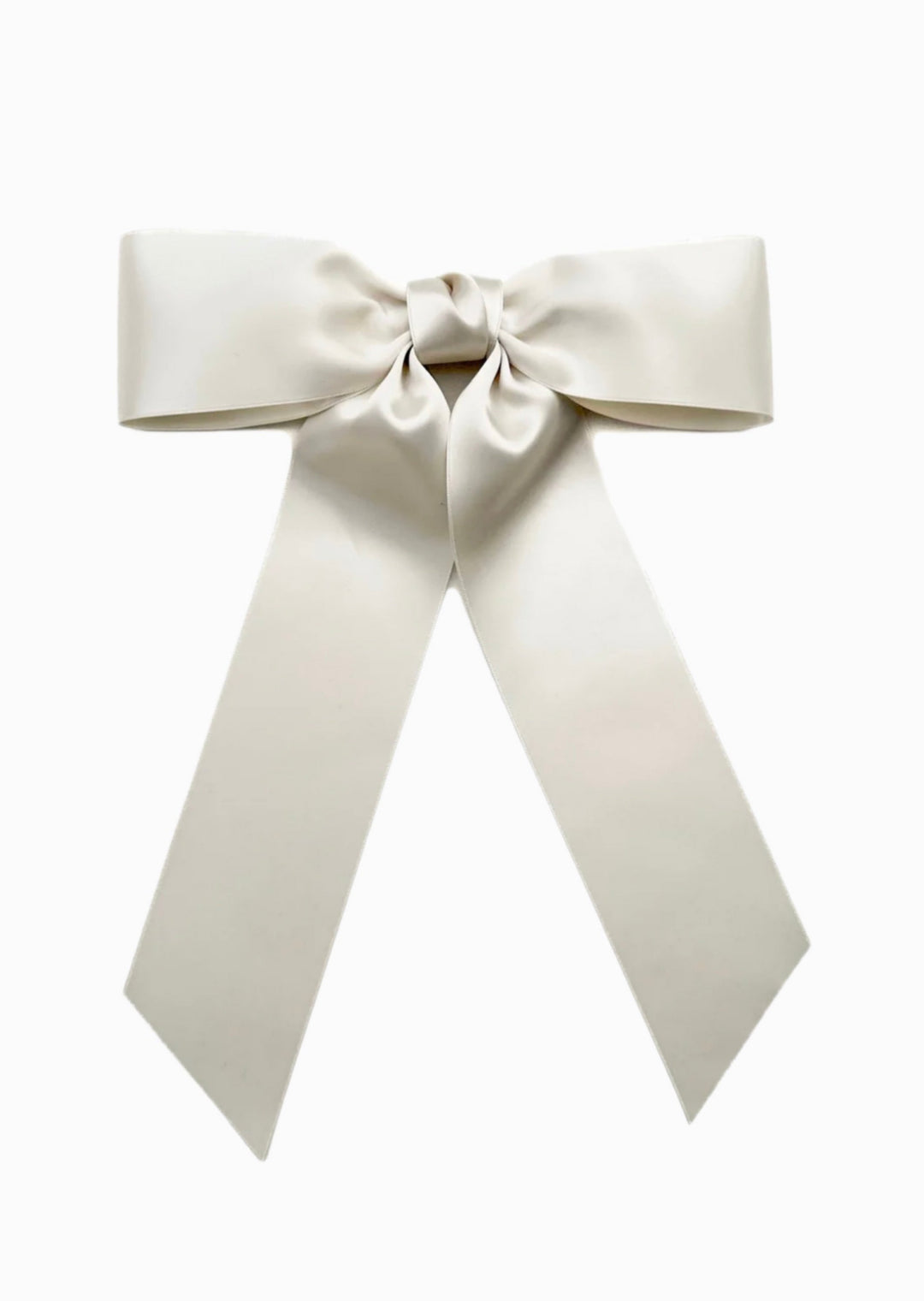 Charlotte hand-tied satin bow barrette in white, Luvertta