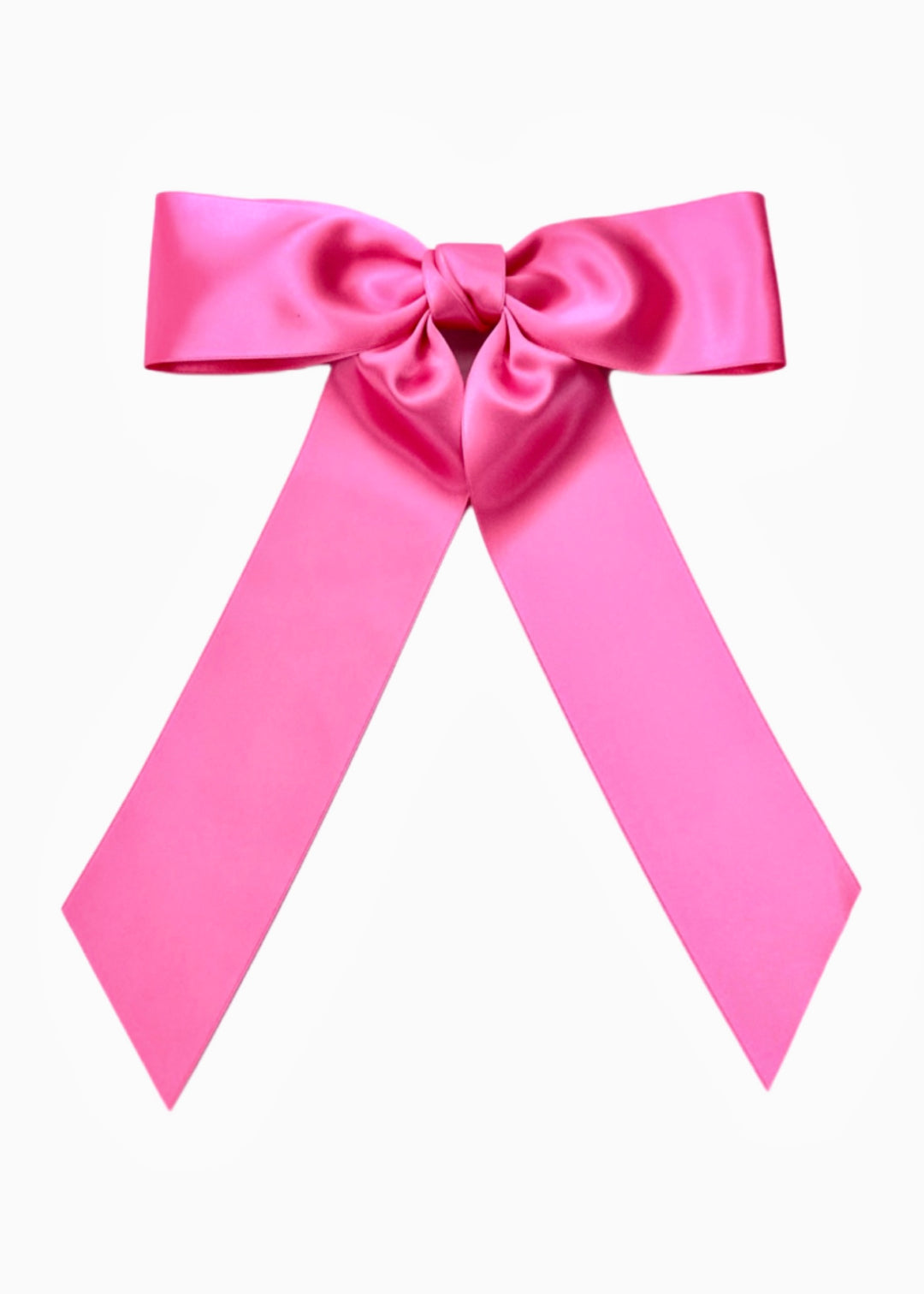 Charlotte hand-tied satin bow barrette in hot pink, Luvertta
