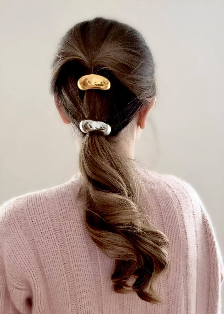 Small chunky 18K gold-plated hair tie cuff, hypoallergenic and waterproof, Luvertta
