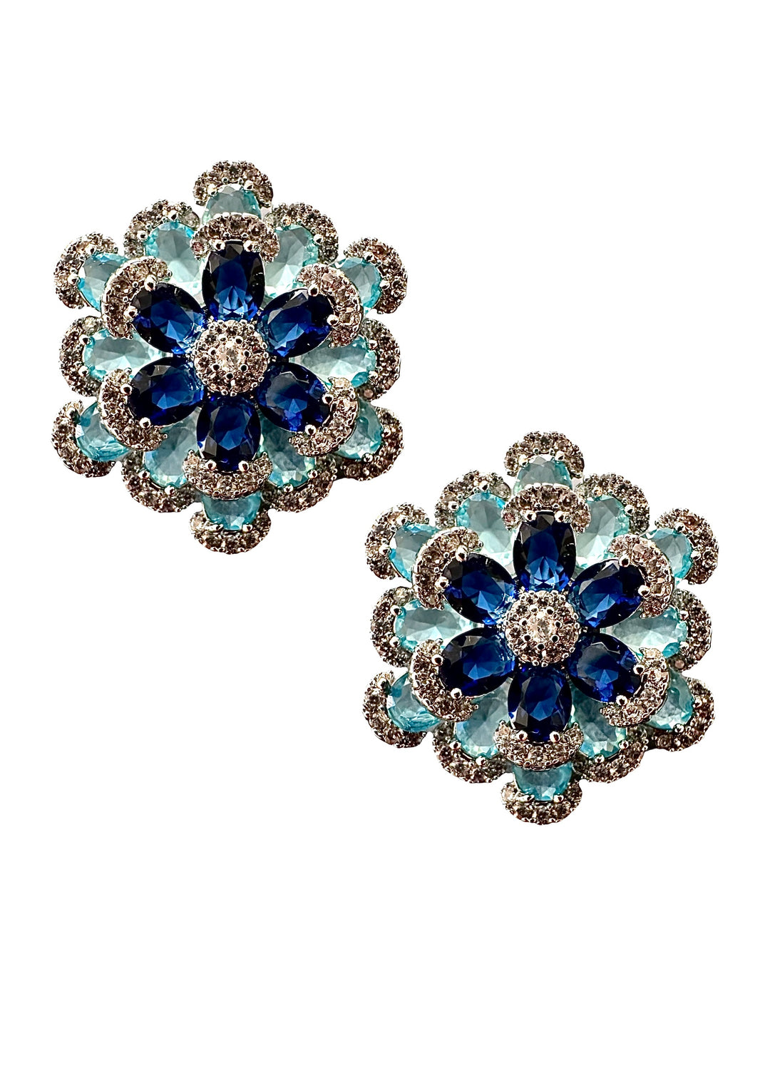 Camilla blue stud earrings, hand-finished and hypoallergenic, Luvertta
