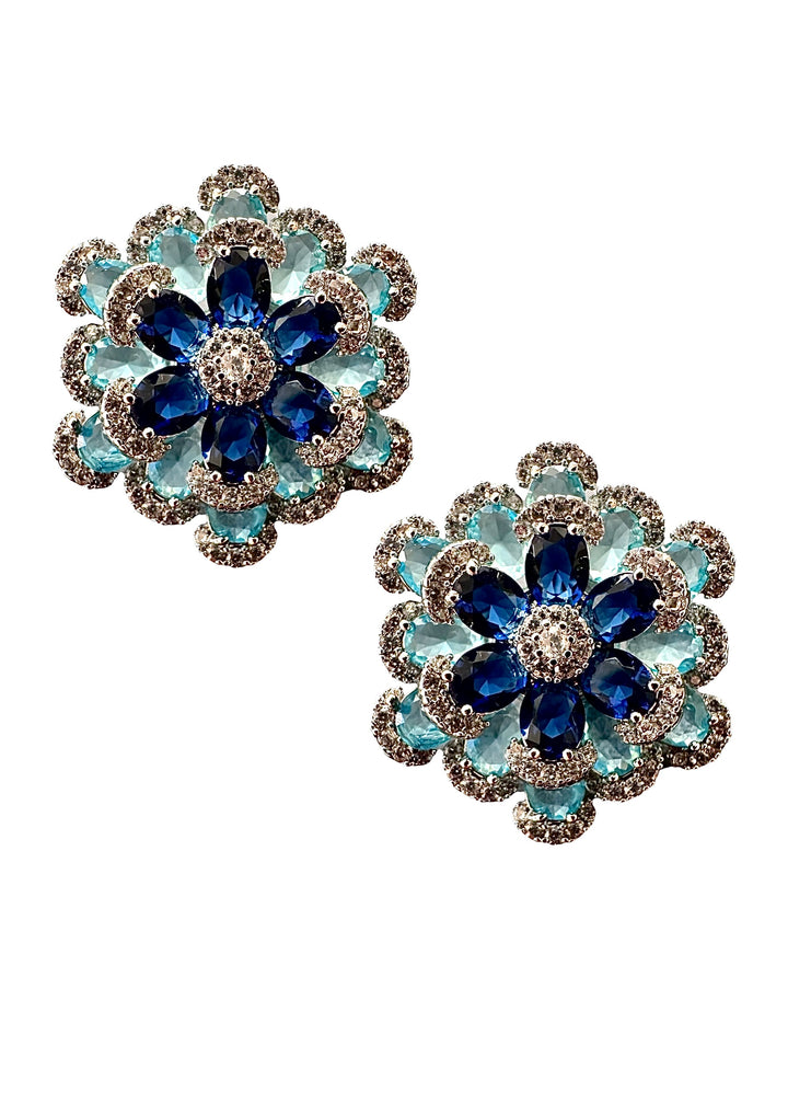Camilla blue stud earrings, hand-finished and hypoallergenic, Luvertta