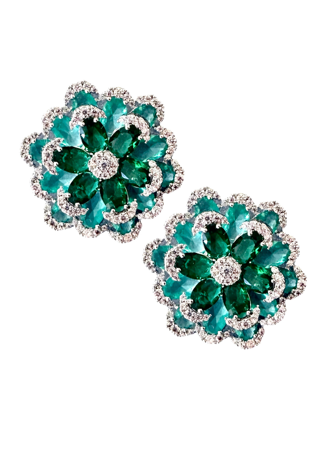 Camilla green stud earrings, hand-finished and hypoallergenic, Luvertta