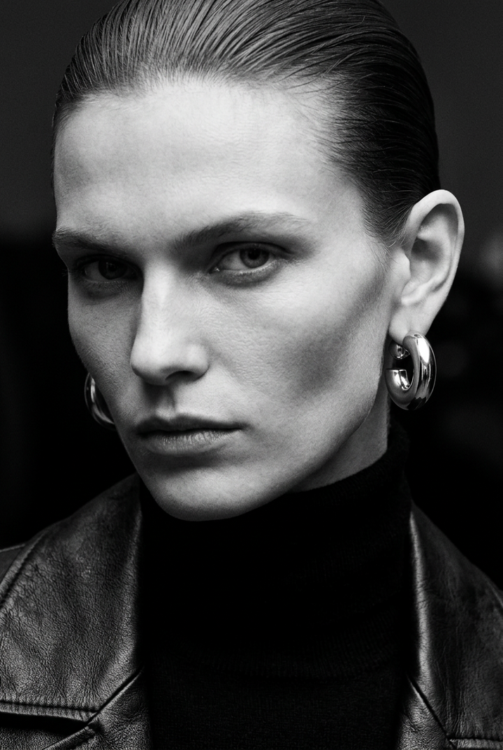 Celeste silver hoop earrings with ball stud, Luvertta