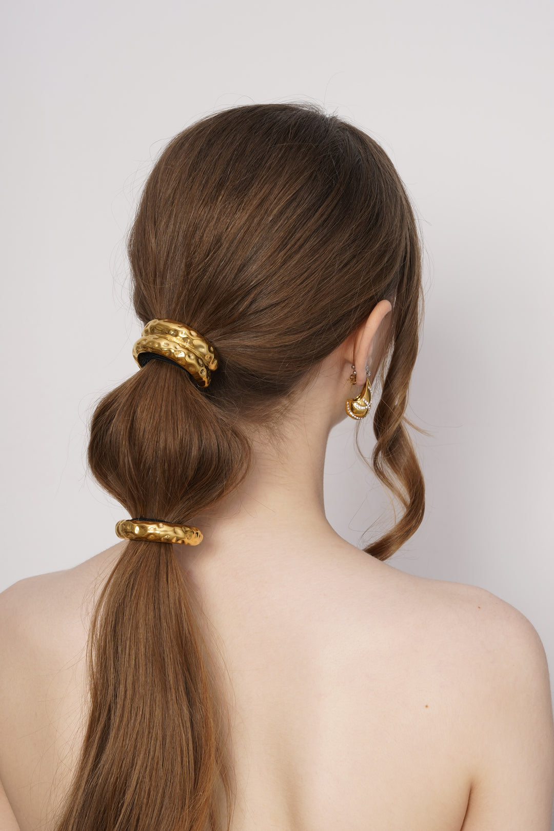 Gold Ponytail Cuff Small Hammered