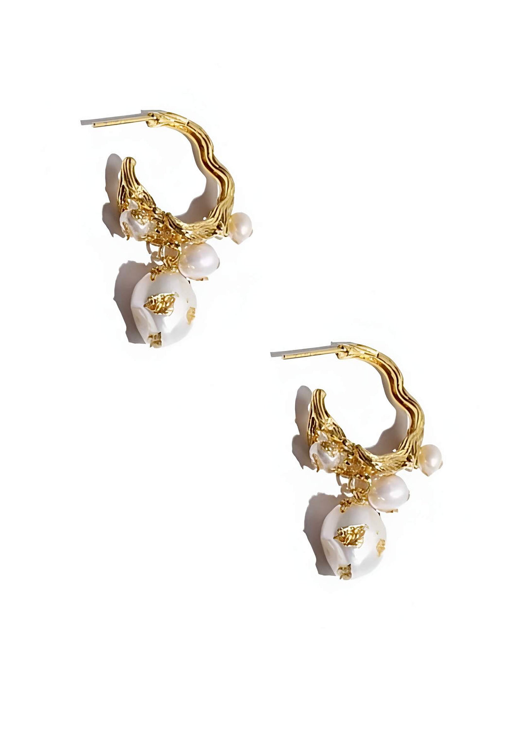 Elana pearl drop earrings in 18K gold plate, hypoallergenic, Luvertta