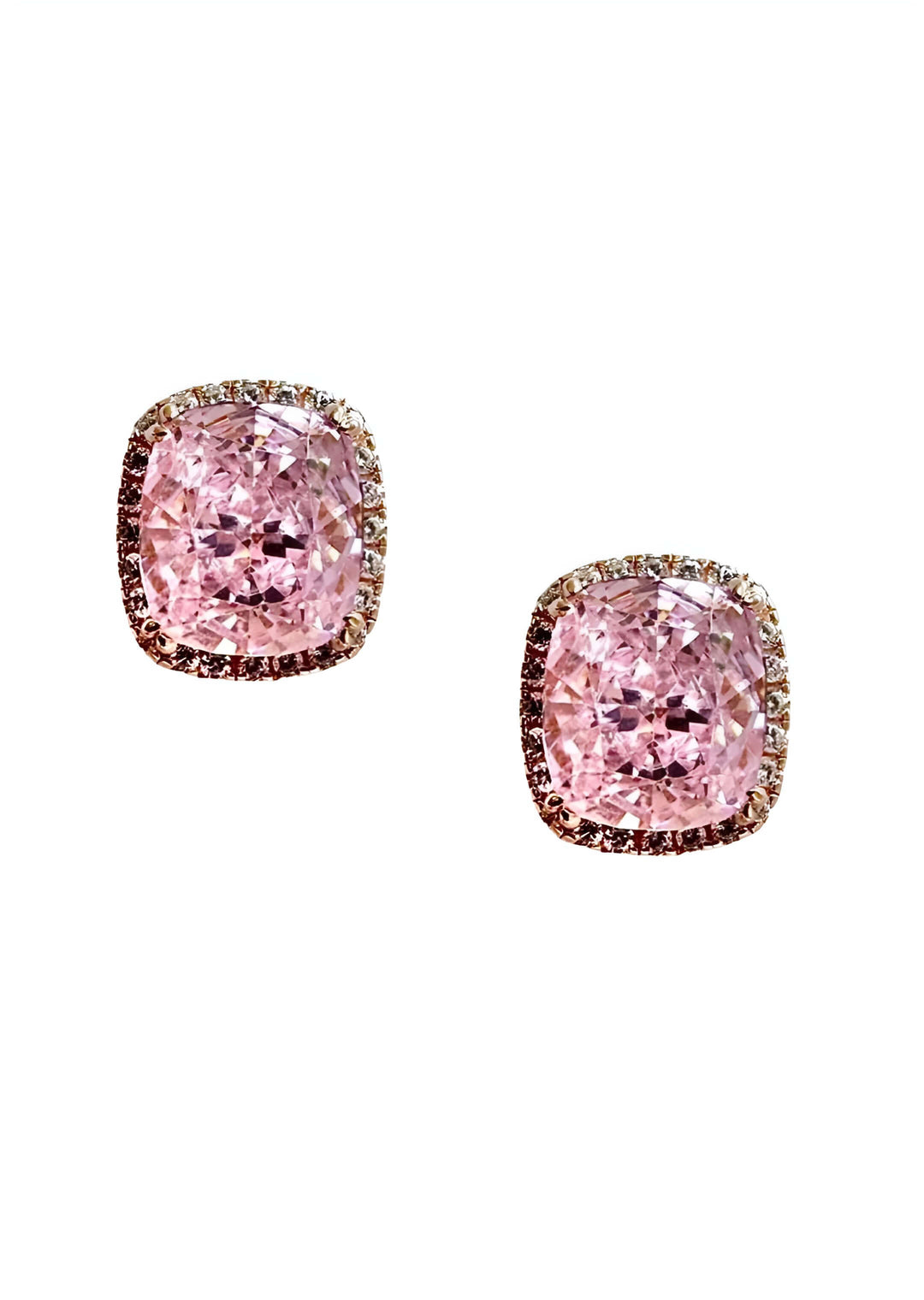 Rosaline pink stud earrings, hand-finished and hypoallergenic, Luvertta