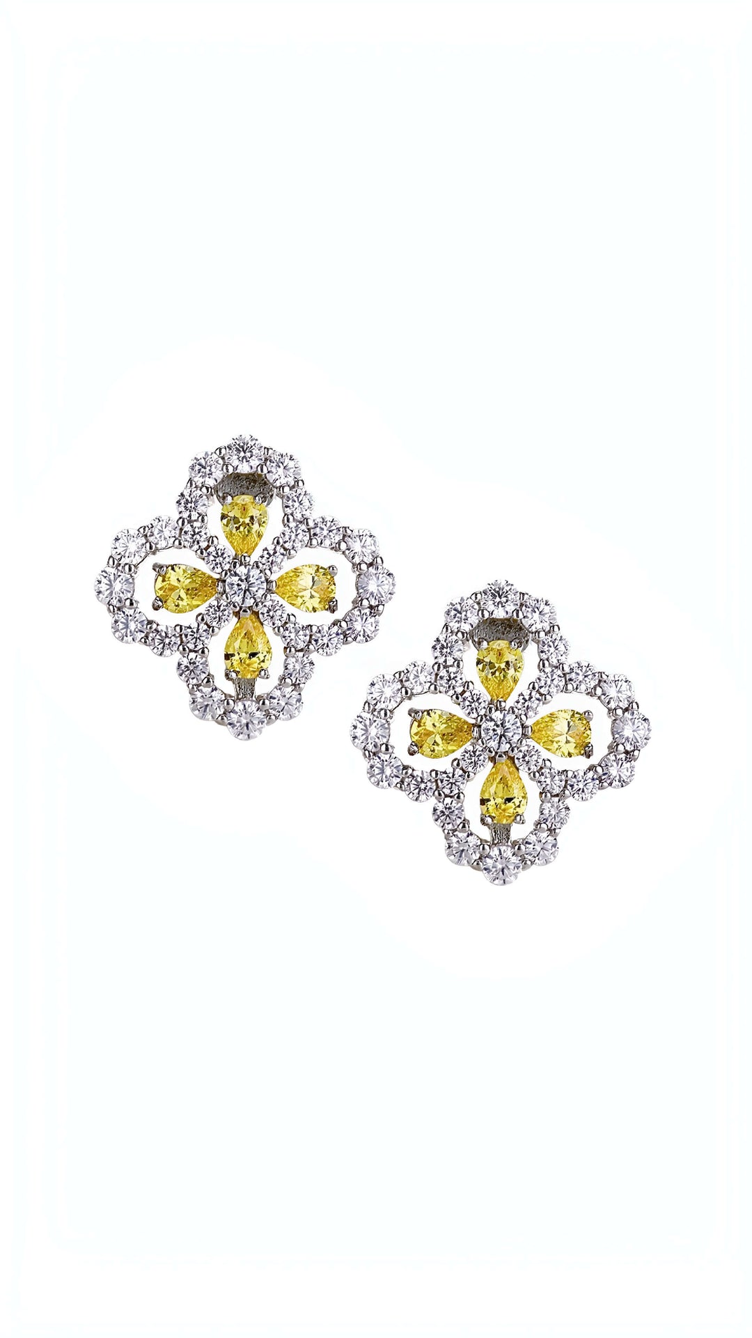 Dahlia floral earrings in blue, hand-finished and hypoallergenic, Luvertta