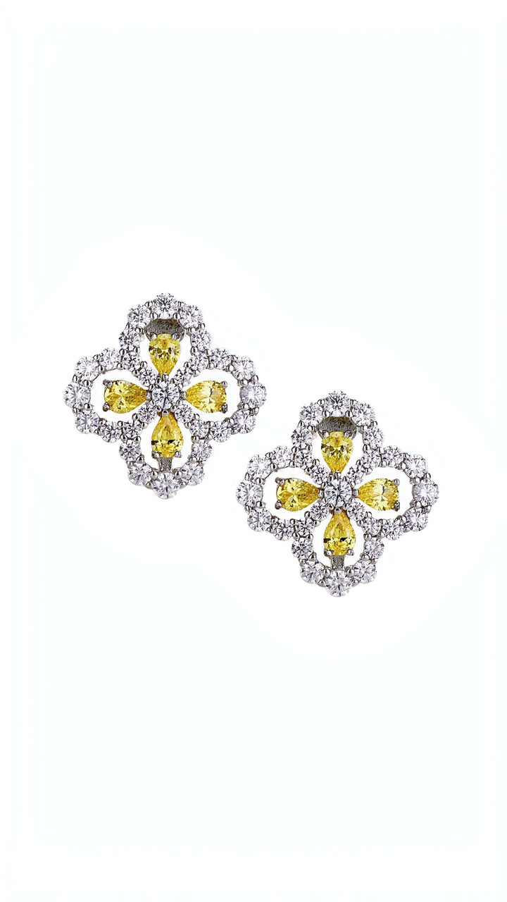 Dahlia floral earrings in blue, hand-finished and hypoallergenic, Luvertta