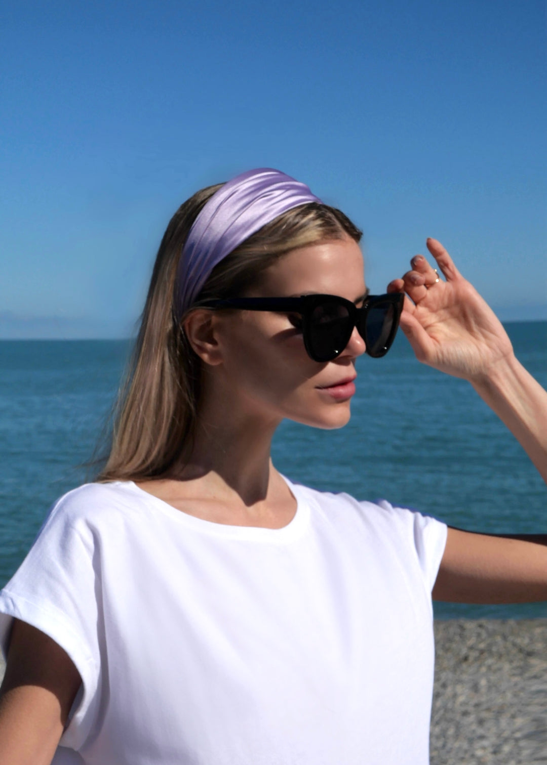 Grace Satin Haarreif in Eisblau