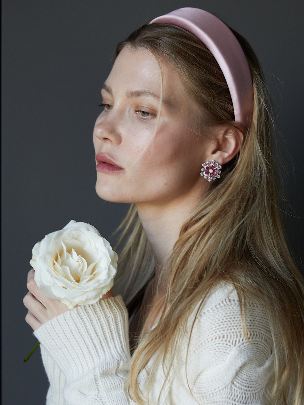 Camilla pink stud earrings, hand-finished and hypoallergenic, Luvertta