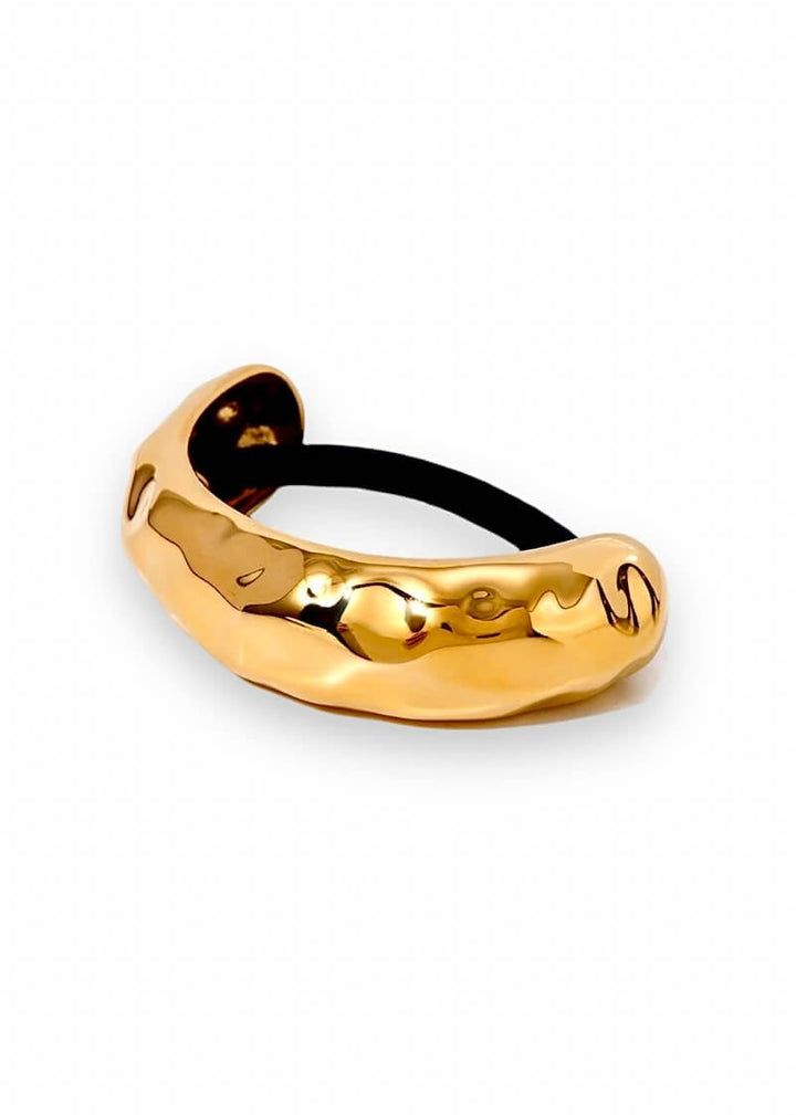 Medium hammered 18K gold-plated hair tie cuff, hypoallergenic and waterproof, Luvertta