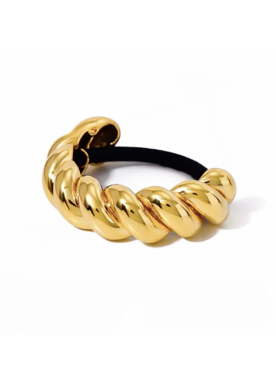 Twisted 18K gold-plated hair tie cuff, hypoallergenic and waterproof, Luvertta