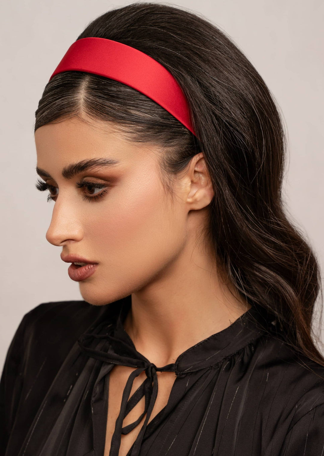Emma slim satin headband, minimalist everyday style, Luvertta