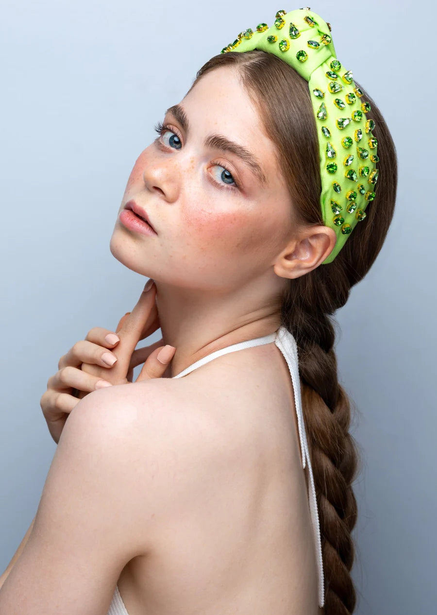 Estella embellished crystal headband, handmade with gold-plated settings, Luvertta