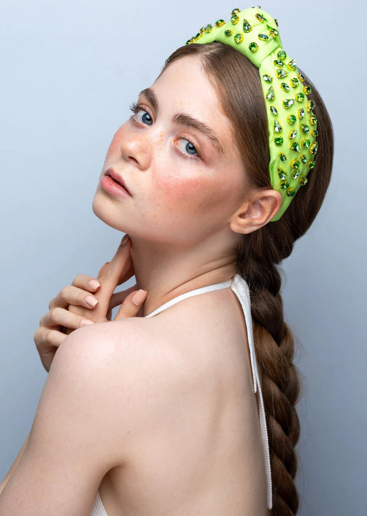 Estella embellished crystal headband, handmade with gold-plated settings, Luvertta