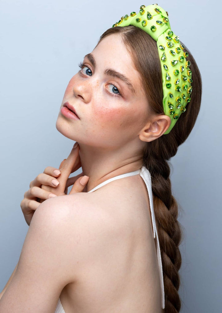 Estella embellished crystal headband, handmade with gold-plated settings, Luvertta