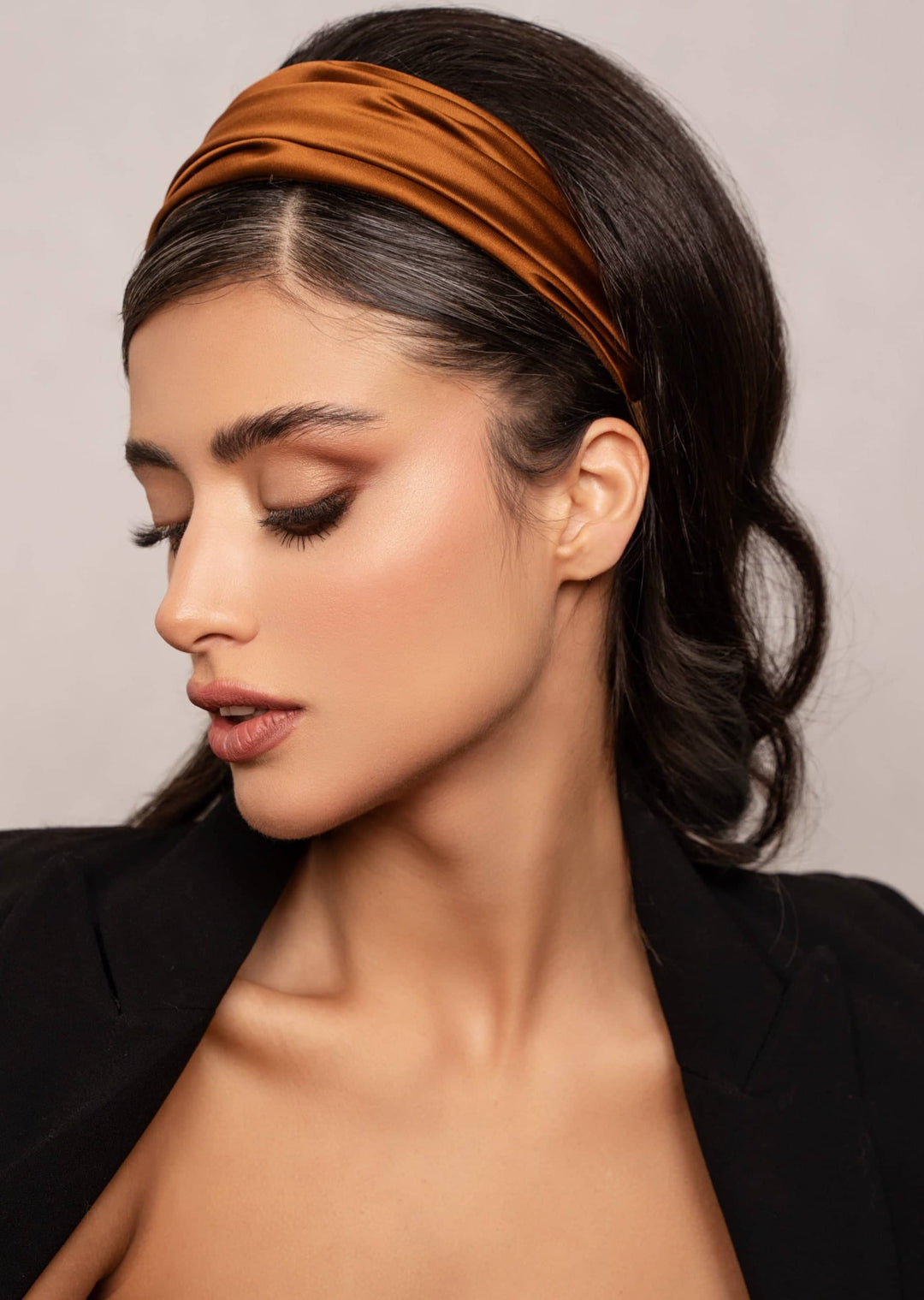Grace hand-draped satin headband, wide and comfortable, Luvertta